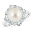 thumbnail image 1 of ANGARA South Sea Cultured Pearl Cushion Halo Engagement Ring in 14K White Gold for Women | June Birthstone, Birthday, Anniversary, Jewelry Gift for Women | Pearl Ring, 1 of 8