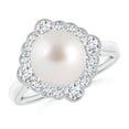 thumbnail image 1 of Angara South Sea Cultured Pearl Cushion Halo Engagement Ring in 14K White Gold for Women | June Birthstone Jewelry for Her, 1 of 8