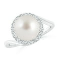thumbnail image 1 of Angara South Sea Cultured Pearl & Diamond Halo Bypass Ring in 14K White Gold for Women | June Birthstone Jewelry for Her, 1 of 8