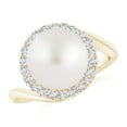 thumbnail image 1 of ANGARA South Sea Cultured Pearl & Diamond Halo Bypass Ring in 14K Yellow Gold for Women | June Birthstone, Birthday, Anniversary, Jewelry Gift for Women | Pearl Ring, 1 of 9
