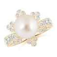 thumbnail image 1 of Angara South Sea Cultured Pearl Flower Ring with Diamonds in 14K Yellow Gold for Women | June Birthstone Jewelry for Her, 1 of 8