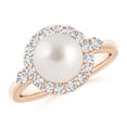 thumbnail image 1 of ANGARA South Sea Cultured Pearl Halo Engagement Ring in 14K Rose Gold for Women | June Birthstone, Birthday, Anniversary, Jewelry Gift for Women | Pearl Ring, 1 of 8