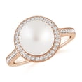 thumbnail image 1 of Angara South Sea Cultured Pearl Halo Ring with Milgrain in 14K Rose Gold for Women | June Birthstone Jewelry for Her, 1 of 5