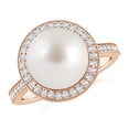 thumbnail image 1 of ANGARA South Sea Cultured Pearl Halo Ring with Milgrain in 14K Rose Gold for Women | June Birthstone, Birthday, Anniversary, Jewelry Gift for Women | Pearl Ring, 1 of 8