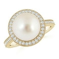 thumbnail image 1 of ANGARA South Sea Cultured Pearl Halo Ring with Milgrain in 14K Yellow Gold for Women | June Birthstone, Birthday, Anniversary, Jewelry Gift for Women | Pearl Ring, 1 of 5