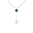 thumbnail image 1 of ANGARA South Sea Cultured Pearl & London Blue Topaz Lariat Necklace in 14K White Gold for Women | June Birthstone, Birthday, Anniversary, Jewelry Gift for Women | Pearl Necklace, 1 of 5