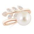 thumbnail image 1 of Angara South Sea Cultured Pearl Olive Leaf Wrap Ring in 14K Rose Gold for Women | June Birthstone Jewelry for Her, 1 of 8