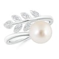 thumbnail image 1 of ANGARA South Sea Cultured Pearl Olive Leaf Wrap Ring in 14K White Gold for Women | June Birthstone, Birthday, Anniversary, Jewelry Gift for Women | Pearl Ring, 1 of 11