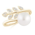 thumbnail image 1 of ANGARA South Sea Cultured Pearl Olive Leaf Wrap Ring in 14K Yellow Gold for Women | June Birthstone, Birthday, Anniversary, Jewelry Gift for Women | Pearl Ring, 1 of 11