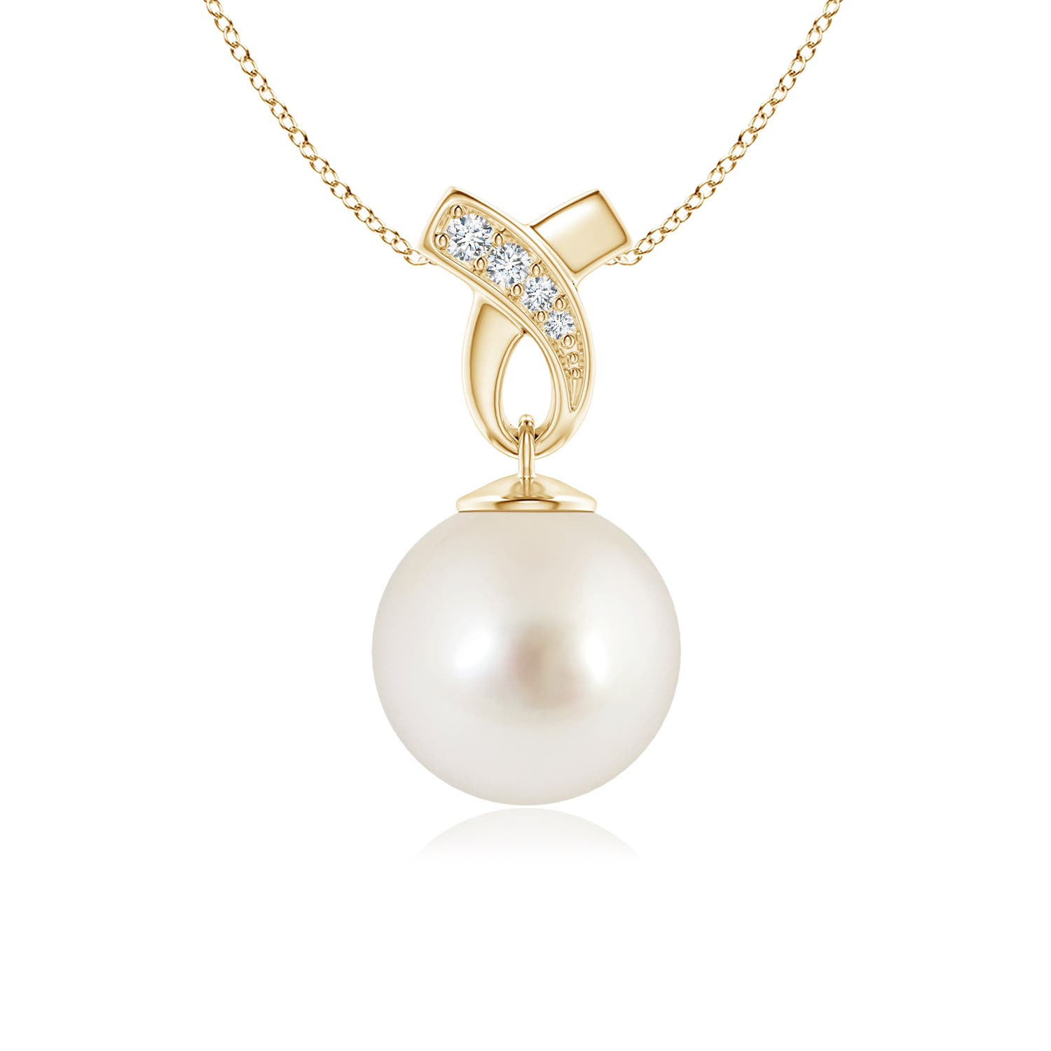 Angara South Sea Cultured Pearl Pendant with Ribbon Bale in 14K Yellow ...