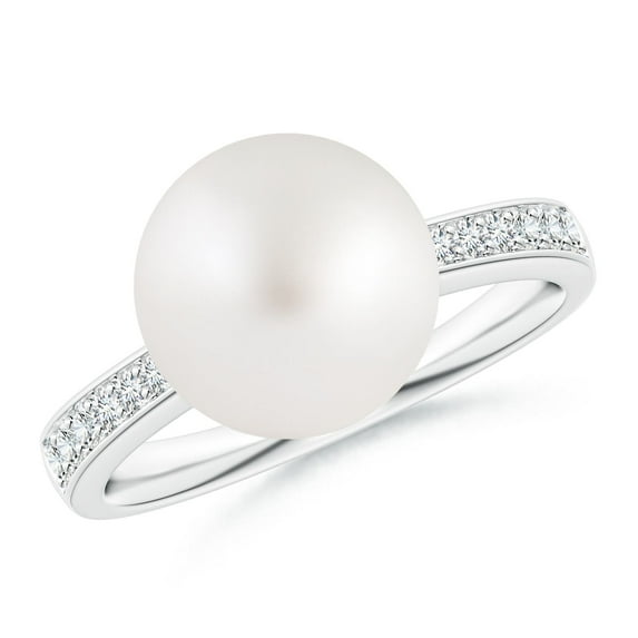 ANGARA South Sea Cultured Pearl Reverse Tapered Shank Ring in 14K White Gold for Women | June Birthstone, Birthday, Anniversary, Jewelry Gift for Women | Pearl Ring