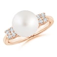 thumbnail image 1 of Angara South Sea Cultured Pearl Ring with Cluster Diamonds in 14K Rose Gold for Women | June Birthstone Jewelry for Her, 1 of 8