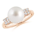 thumbnail image 1 of ANGARA South Sea Cultured Pearl Ring with Cluster Diamonds in 14K Rose Gold for Women | June Birthstone, Birthday, Anniversary, Jewelry Gift for Women | Pearl Ring, 1 of 8
