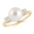 thumbnail image 1 of Angara South Sea Cultured Pearl Ring with Cluster Diamonds in 14K Yellow Gold for Women | June Birthstone Jewelry for Her, 1 of 8