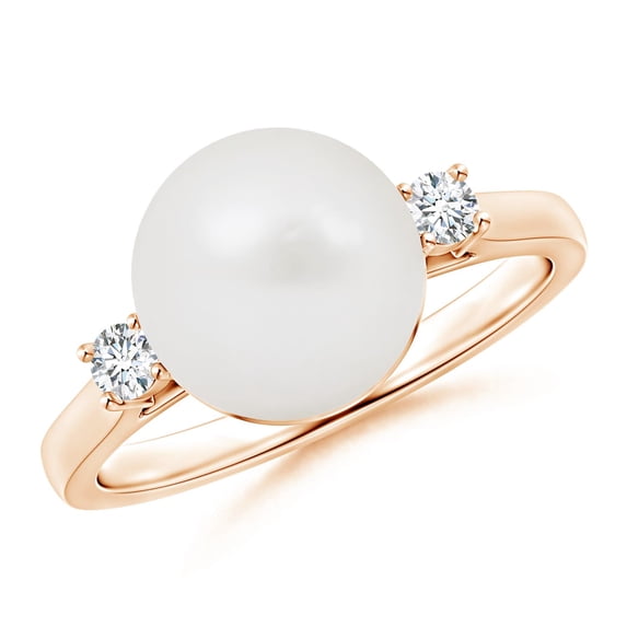 ANGARA South Sea Cultured Pearl Ring with Diamond Accents in 14K Rose Gold for Women | June Birthstone, Birthday, Anniversary, Jewelry Gift for Women | Pearl Ring