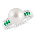 thumbnail image 1 of Angara South Sea Cultured Pearl Ring with Emeralds in 14K White Gold for Women | June Birthstone Jewelry for Her, 1 of 8