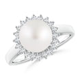 thumbnail image 1 of ANGARA South Sea Cultured Pearl Ring with Floral Halo in 925 Sterling Silver for Women | June Birthstone, Birthday, Anniversary, Jewelry Gift for Women | Pearl Ring, 1 of 8