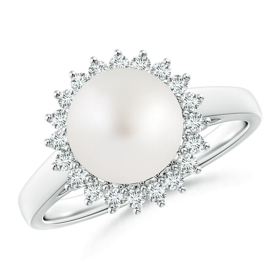ANGARA South Sea Cultured Pearl Ring with Floral Halo in 925 Sterling Silver for Women | June Birthstone, Birthday, Anniversary, Jewelry Gift for Women | Pearl Ring