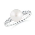 thumbnail image 1 of ANGARA South Sea Cultured Pearl Ring with Graduated Diamonds in 14K White Gold for Women | June Birthstone, Birthday, Anniversary, Jewelry Gift for Women | Pearl Ring, 1 of 8