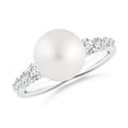 thumbnail image 1 of ANGARA South Sea Cultured Pearl Ring with Graduated Diamonds in 14K White Gold for Women | June Birthstone, Birthday, Anniversary, Jewelry Gift for Women | Pearl Ring, 1 of 8