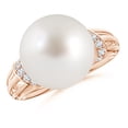 thumbnail image 1 of ANGARA South Sea Cultured Pearl Ring with Pave-Set Diamonds in 14K Rose Gold for Women | June Birthstone, Birthday, Anniversary, Jewelry Gift for Women | Pearl Ring, 1 of 9