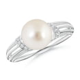 thumbnail image 1 of ANGARA South Sea Cultured Pearl Ring with Pave-Set Diamonds in 14K White Gold for Women | June Birthstone, Birthday, Anniversary, Jewelry Gift for Women | Pearl Ring, 1 of 8