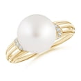 thumbnail image 1 of ANGARA South Sea Cultured Pearl Ring with Pave-Set Diamonds in 14K Yellow Gold for Women | June Birthstone, Birthday, Anniversary, Jewelry Gift for Women | Pearl Ring, 1 of 9