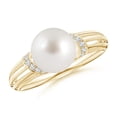 thumbnail image 1 of ANGARA South Sea Cultured Pearl Ring with Pave-Set Diamonds in 14K Yellow Gold for Women | June Birthstone, Birthday, Anniversary, Jewelry Gift for Women | Pearl Ring, 1 of 8