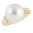 thumbnail image 1 of ANGARA South Sea Cultured Pearl Ring with Pave-Set Diamonds in 14K Yellow Gold for Women | June Birthstone, Birthday, Anniversary, Jewelry Gift for Women | Pearl Ring, 1 of 8