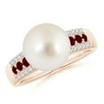 thumbnail image 1 of ANGARA South Sea Cultured Pearl Ring with Rubies in 14K Rose Gold for Women | June Birthstone, Birthday, Anniversary, Jewelry Gift for Women | Pearl Ring, 1 of 8
