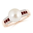 thumbnail image 1 of ANGARA South Sea Cultured Pearl Ring with Rubies in 14K Rose Gold for Women | June Birthstone, Birthday, Anniversary, Jewelry Gift for Women | Pearl Ring, 1 of 9