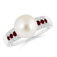 thumbnail image 1 of ANGARA South Sea Cultured Pearl Ring with Rubies in 14K White Gold for Women | June Birthstone, Birthday, Anniversary, Jewelry Gift for Women | Pearl Ring, 1 of 8