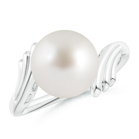 ANGARA South Sea Cultured Pearl Ring with Wing Motifs in 14K White Gold for Women | June Birthstone, Birthday, Anniversary, Jewelry Gift for Women | Pearl Ring