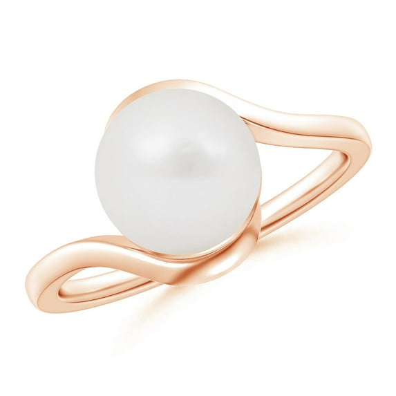 ANGARA South Sea Cultured Pearl Solitaire Bypass Ring in 14K Rose Gold for Women | June Birthstone, Birthday, Anniversary, Jewelry Gift for Women | Pearl Ring