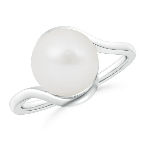ANGARA South Sea Cultured Pearl Solitaire Bypass Ring in 14K White Gold for Women | June Birthstone, Birthday, Anniversary, Jewelry Gift for Women | Pearl Ring