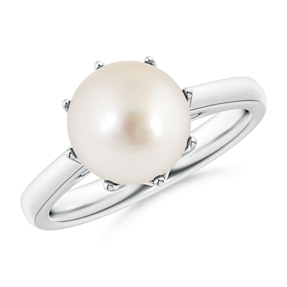 Angara South Sea Cultured Pearl Solitaire Crown Ring in 14K White Gold for Women | June Birthstone Jewelry for Her