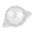 thumbnail image 1 of ANGARA South Sea Cultured Pearl Split Shank Ring with Halo in 14K White Gold for Women | June Birthstone, Birthday, Anniversary, Jewelry Gift for Women | Pearl Ring, 1 of 9
