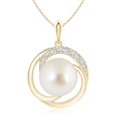 thumbnail image 1 of ANGARA South Sea Cultured Pearl Swirl Pendant with Diamonds in 14K Yellow Gold for Women | June Birthstone, Birthday, Anniversary, Jewelry Gift for Women | Pearl Necklace, 1 of 5