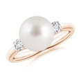 thumbnail image 1 of ANGARA South Sea Cultured Pearl Three Stone Ring with Diamonds in 14K Rose Gold for Women | June Birthstone, Birthday, Anniversary, Jewelry Gift for Women | Natural Pearl Ring, 1 of 9