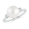 thumbnail image 1 of Angara South Sea Cultured Pearl Three Stone Ring with Diamonds in 14K White Gold for Women | June Birthstone Jewelry for Her, 1 of 8