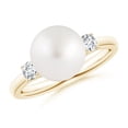 thumbnail image 1 of ANGARA South Sea Cultured Pearl Three Stone Ring with Diamonds in 14K Yellow Gold for Women | June Birthstone, Birthday, Anniversary, Jewelry Gift for Women | Pearl Ring, 1 of 9