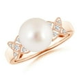 thumbnail image 1 of Angara South Sea Cultured Pearl XO Ring with Diamonds in 14K Rose Gold for Women | June Birthstone Jewelry for Her, 1 of 7