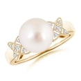 thumbnail image 1 of Angara South Sea Cultured Pearl XO Ring with Diamonds in 14K Yellow Gold for Women | June Birthstone Jewelry for Her, 1 of 7