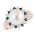 thumbnail image 1 of Angara South Sea Cultured Pearl and Blue Diamond Ring in 14K Rose Gold for Women | June Birthstone Jewelry for Her, 1 of 8