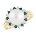 thumbnail image 1 of ANGARA South Sea Cultured Pearl and Blue Diamond Ring in 14K Yellow Gold for Women | June Birthstone, Birthday, Anniversary, Jewelry Gift for Women | Pearl Ring, 1 of 8