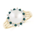 thumbnail image 1 of Angara South Sea Cultured Pearl and Blue Diamond Ring in 14K Yellow Gold for Women | June Birthstone Jewelry for Her, 1 of 8