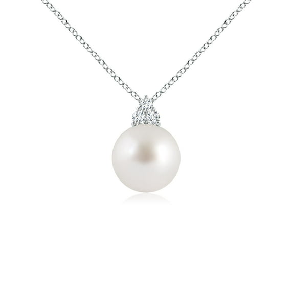 ANGARA South Sea Cultured Pearl and Trio Diamond Pendant in Platinum for Women | June Birthstone, Birthday, Anniversary, Jewelry Gift for Women | Pearl Necklace