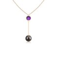 thumbnail image 1 of ANGARA Tahitian Cultured Pearl & Amethyst Lariat Necklace in 14K Yellow Gold for Women | June Birthstone, Birthday, Anniversary, Jewelry Gift for Women | Pearl Necklace, 1 of 5