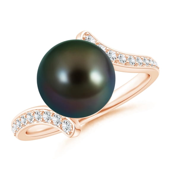 ANGARA Tahitian Cultured Pearl Bypass Ring in 14K Rose Gold for Women | June Birthstone, Birthday, Anniversary, Jewelry Gift for Women | Pearl Ring