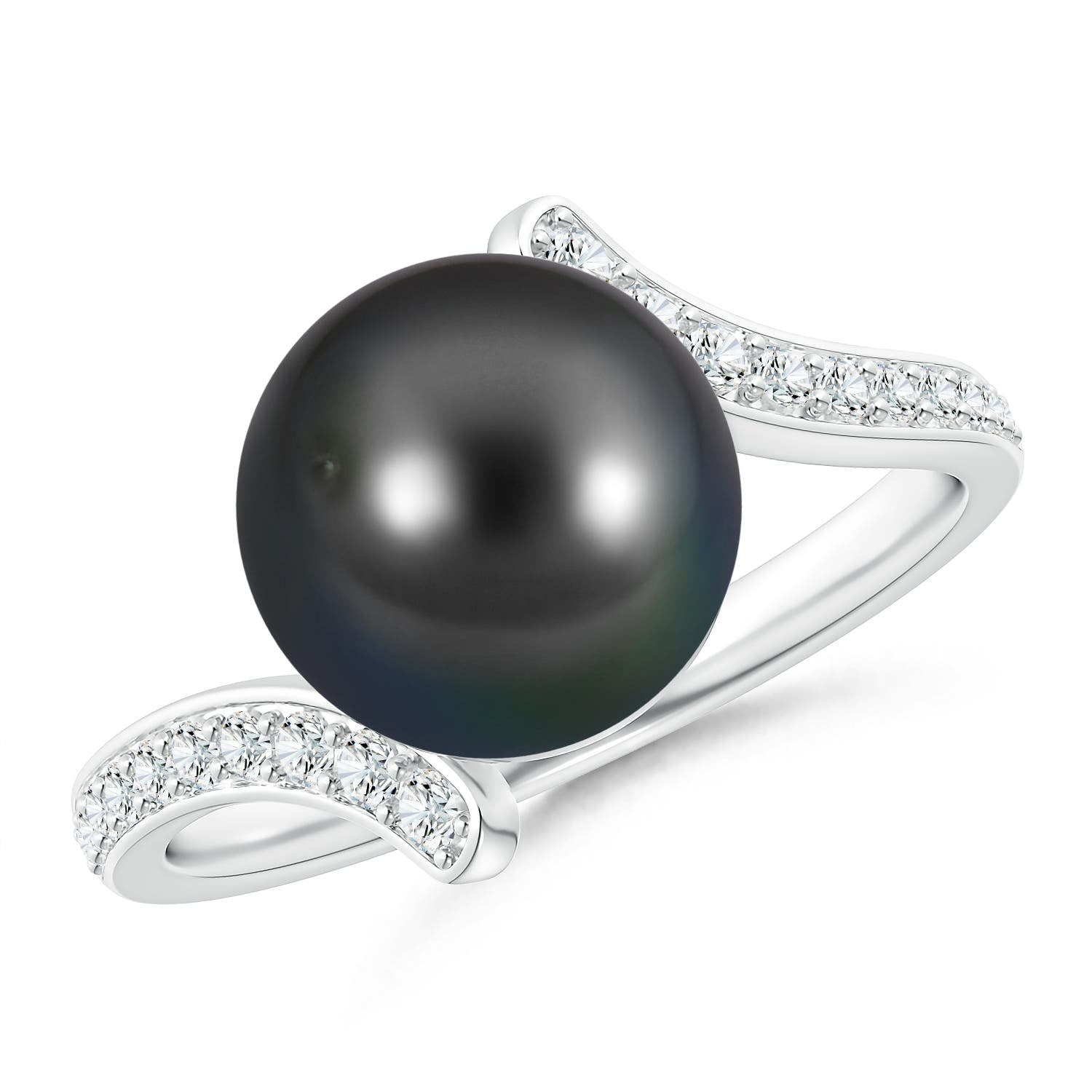 Angara Tahitian Cultured Pearl Bypass Ring in 14K White Gold for Women ...